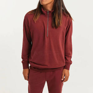 Premium personnalisé hommes femmes à manches longues quart fermeture éclair sweat confortable 100% coton polaire élégant décontracté à capuche veste d'hiver - Product Image 6