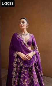 Ropa tradicional india Fancy Heavy Thai Silk Lehenga Choli con lentejuelas Zari y Dori Work Lehenga y Malai Silk Duppata Set - Product Image 3