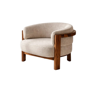 Cream Accent One Seat <b>Sofa</b> <b>Chair</b> Solid Wood Frame Tufted Lounge Armchair Minimalist Home Furniture for Living Room - Product Image 2