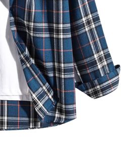 Chemise en flanelle à carreaux bleu et noir pour homme, personnalisée par le fabricant, boutonnée, manches longues, décontractée, avec poche poitrine, tissu doux et chaud - Product Image 6