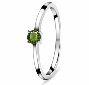 Round Cut <b>Moldavite</b> Gemstone <b>Ring</b> 925 Sterling Silver <b>Ring</b> With Silver Plated Prong Setting Trendy For Wedding Gift For Women. - Product Image 2