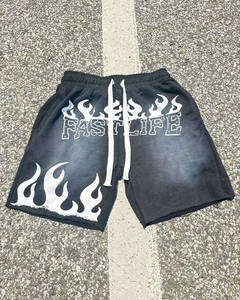 Personnalisé 400sm 100% Coton Hommes Poids Lourd Cordon De Serrage À La Taille Short Soleil Délavé Lavé À La Pierre Lavé À L'acide Surdimensionné Écran Solide - Product Image 3