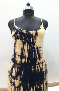 Venta caliente Casual vestido de verano mano corbata teñida mujeres rayón arrugado largo Maxi estándar vestido sin mangas Precio de fabricante - Product Image 5