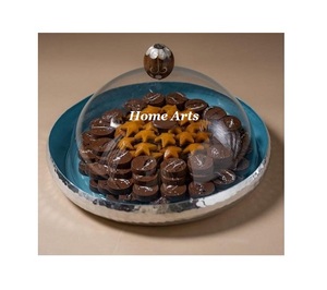 Latest Design Wooden <b>Cake</b> <b>Server</b> With Acrylic Lid Highest Quality Round Shape Snacks Dates <b>Server</b> With Lid - Product Image 6