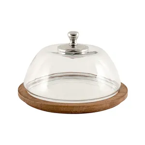 Elegante cúpula redonda de madera para servir con tapa de vidrio Cubierta de comida de mesa 100 piezas Plato de arroz para el hogar Cocina y restaurante - Product Image 1