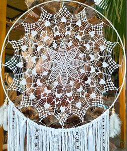 Atrapasueños Boho, Dreamcather blanco personalizado atrapasueños para colgar en la pared decoración del hogar - Product Image 1