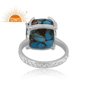 Venta caliente fina plata esterlina Natural Mojave cobre turquesa piedra preciosa anillo apilable fabricante de joyería personalizada - Product Image 5
