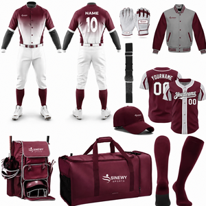 Uniforme de Béisbol SINEWY, Conjunto Completo Personalizado con Impresión por Transferencia de Calor, Jersey, Pantalones, Guantes, Gorra y Bolsa de Poliéster Transpirable, Azul Corto - Product Image 2