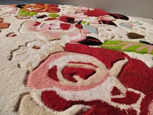 Araceli 100% alfombra moderna hecha a mano de lana Floral marfil con forma Irregular pieza única de oficina en casa para cualquier espacio de habitación - Product Image 4