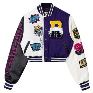 Bombe universitaire brodée personnalisée en chenille Letterman College vestes d'université pour femme de baseball grande taille - Product Image 1