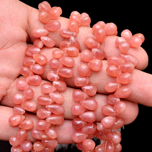 Rhodochrosite Gemstone 5x10mm Lisse Larme Briolette Perle Naturel Rhodocrosite Semi Précieuse Pierres Précieuses Goutte Perles Pour Bijoux - Product Image 3