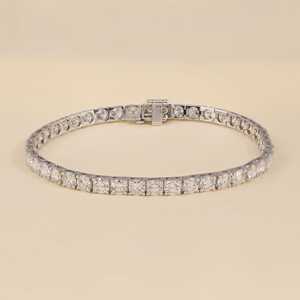 Round Cut Lab Grown Diamond Sterling <b>Silver</b> & Gold Tennis <b>Bracelet</b> 10.12 TCW VS Clarity EF Color Hallmarked Elegant Luxurious - Product Image 2