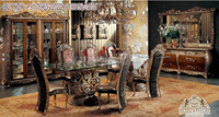 Ensemble de salle à manger classique en bois de teck sculpté or, meubles de salle à manger de luxe en bois de teck de Style victorien