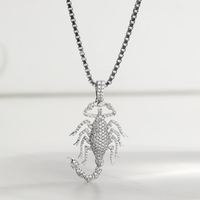Collier Pendentif Scorpion Glacé en Argent Sterling 925 Plaqué Rhodium avec Zircon, Bijou Chrétien Gothique Hip Hop de Qualité Supérieure