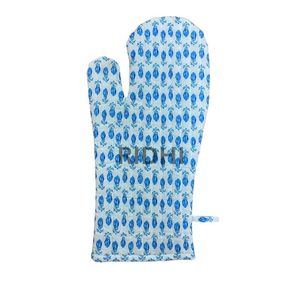 Ensemble de gants de four matelassés à fleurs bleues et porte-casseroles bloc de main indien imprimé 100% accessoires de cuisine en pur coton - Product Image 2