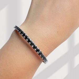 925 Sterling <b>Silver</b> Black Moissanite Tennis Diamond <b>Bracelet</b> Round shape <b>For</b> Fashion Jewelry - Product Image 3