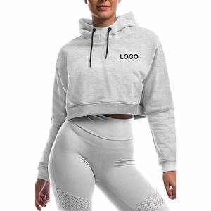 Sudadera deportiva ajustable para mujer, Sudadera con capucha de gimnasio con logotipo personalizado y patrón sólido, Jersey corto para ejercicio de invierno - Product Image 6