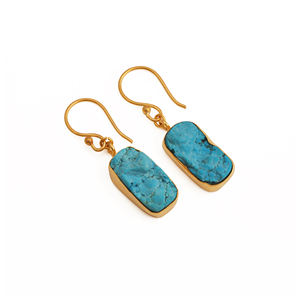 Diciembre Birthstone turquesa cuelga chapado en oro Collet set pendientes hechos a mano Boho joyería para mujeres proveedor de joyería al por mayor - Product Image 1