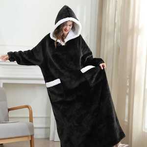 ผ้าห่มมีฮู้ดผ้าสักหลาดขนาดใหญ่ผ้าฟลีซผ้าฝ้าย/โพลีเอสเตอร์มีฮู้ดสำหรับดูทีวีสวมใส่ให้ความอบอุ่นในฤดูหนาว - Product Image 6