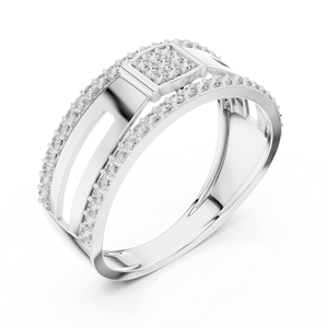 Bague de fiançailles en diamant de luxe avec panneau central structuré |   Bijoux fins modernes - Product Image 3