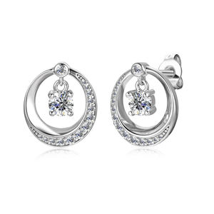 Boucles d'oreilles rondes en argent Sterling 925 en diamant de Moissanite fait par l'homme à un prix abordable pour femmes, bijoux de luxe, bijoux de destin - Product Image 1