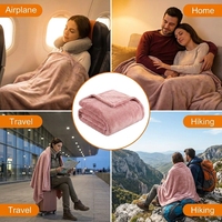 Ensemble de coussins personnalisés avec logo rose 2-en-1, couverture lestée en flanelle douce et polaire, pliable, portable pour le voyage, avec fermeture éclair