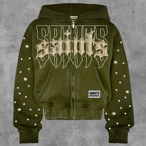 Sweat à capuche tendance et stylé avec logo personnalisé, couleur streetwear, respirant, coupe courte et ample, en molleton français 450 g/m², avec strass et délavage acide - Product Image 6