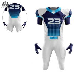 Concevez votre propre uniforme de football américain personnalisable, ensembles 100% polyester respirants, séchage rapide, protection UV, maillot et short - Product Image 5