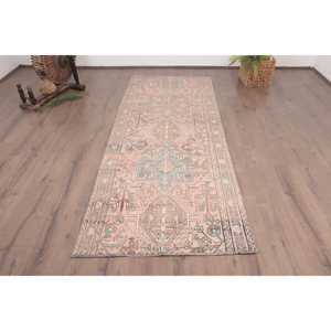 Turkish <b>Runner</b> <b>Rug</b>, 3.2x8.2 ft Vintage <b>Rug</b>, Pink Ombr Wool <b>Rug</b> - Product Image 1