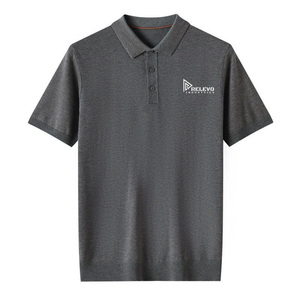 Nuevo Polo de lana de punto de alta calidad al por mayor para hombre, Polo corto de lana fino con logotipo personalizado para hombre, Polo de talla cómoda 220GSM - Product Image 5