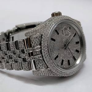Montre de luxe artisanale haut de gamme avec cadran en verre de 25 mm, mouvement à quartz ETA, résistance à l'eau 3 BAR, diamant VVS Moissanite, personnalisable - Product Image 4