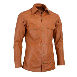 Custom Made Men's Fashion Leather Shirt Leather Fashion Shirt Men,s Leather Shirt Casual Fit High Quality Hot Selling Product - Product Image 1