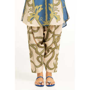 Conjunto de Dos Piezas para Mujer, Color Beige, Estampado, Estilo Casual, Tela Crepé, Largo hasta la Rodilla, Sin Cuello, Tres Cuartos, para Primavera/Verano - Product Image 5