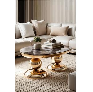 Exportador indio Mesa de centro de acero inoxidable sólido con tapa de mármol Una pieza llamativa para cualquier sala de estar disponible en venta - Product Image 1