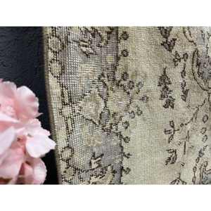 Alfombra Turca, Alfombra Vintage de 3.6x6.2 pies, Alfombra de Lana con Diseño Floral Marrón Gris - Product Image 4