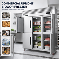 Kulkas Freezer 6 Pintu 1560L Dua Suhu Pendingin Kipas Stainless Steel untuk Restoran