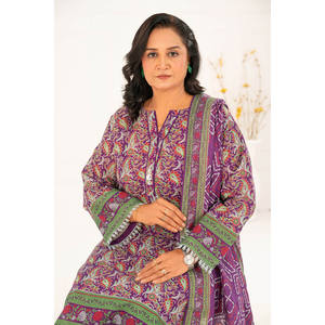 Conjunto de 3 Piezas de Salwar Kameez de Algodón Estampado Khaddar con Dupatta, Vestido Étnico Pakistaní para Festivales, Estilo Indio-K-52112 - Product Image 2