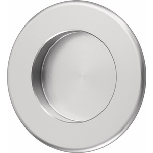 Hermeta <b>Silver</b> Anodized Aluminum Round Furniture Handle 35mm Inset Diameter - Product Image 1
