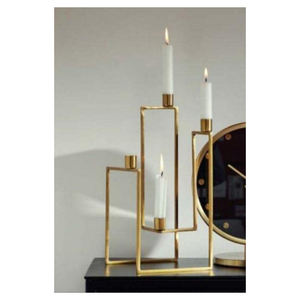 Bougeoir candélabre doré le plus durable en acier inoxydable anti-inflammable Bougeoirs en métal doré poli pour Noël - Product Image 2