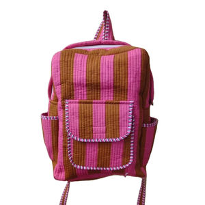 Sac à dos bohème en coton géométrique matelassé fait à la main pour filles, enfants, école, collège, voyage d'été, fermeture éclair antivol - Product Image 1