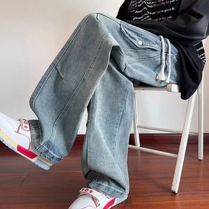 Jeans Men Wide Leg Denim Pants 2025 Autumn Loose Straight Baggy Men's Jeans Hip Hop Streetwear <b>Skateboard</b> Neutral Denim - Product Image 2