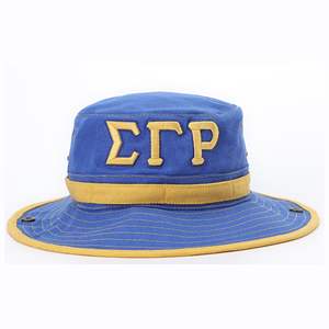 Unisex Sigma Gamma Rho 3D Bordado Denim Bucket Hat Azul y Dorado con Casual & Travel Appeal - Product Image 3