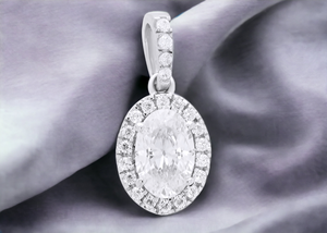 สร้อยคอผู้ชายทรงรูปไข่และทรงกลมประดับโมอิสซาไนต์ 0.60 กะรัต รุ่น Love's Halo ชุบทองคำขาว 10K/14K/18K สไตล์น่ารัก ขายส่ง รับผลิตแบบ OEM ODM - Product Image 4