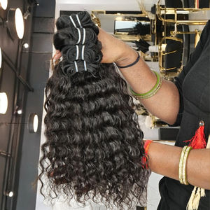 Extensiones de cabello humano de templo indio proveedor de paquete rizado profundo sedoso de color negro tejido virgen natural 100% - Product Image 5