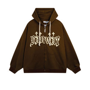 Sudadera con capucha unisex de lana de invierno bordada con apliques impresos personalizados - Product Image 4