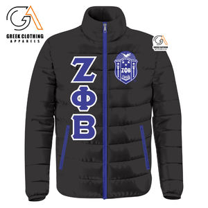 Wholesale Breathable Ladies Reversible Embroidery <b>Jacket</b> Zeta Phi Beta <b>Women</b> Puffer <b>Jacket</b> Street Wear Double Side Zipper - Product Image 1