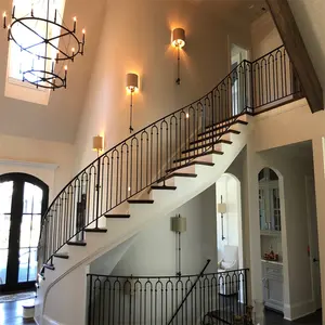 CBMmart Escaleras en espiral de metal forjadas a mano para interiores modernas Escalera curvada de madera