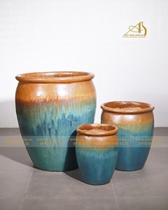 Haute qualité GL417H73-YJO extérieur maison Mini paysage jaune Jade Ombre émaillé Pot de fleur en céramique pour la décoration de plantation de jardin - Product Image 6