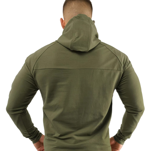2025 vente en gros hommes coupe ajustée vert col roulé sweat à capuche zippé haute qualité imprimé hiver solide motif col respirant - Product Image 3