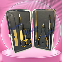 Kit de manucure et pédicure professionnel et personnel de luxe en acier inoxydable 5 en 1 avec étui/boîte pour hommes et femmes